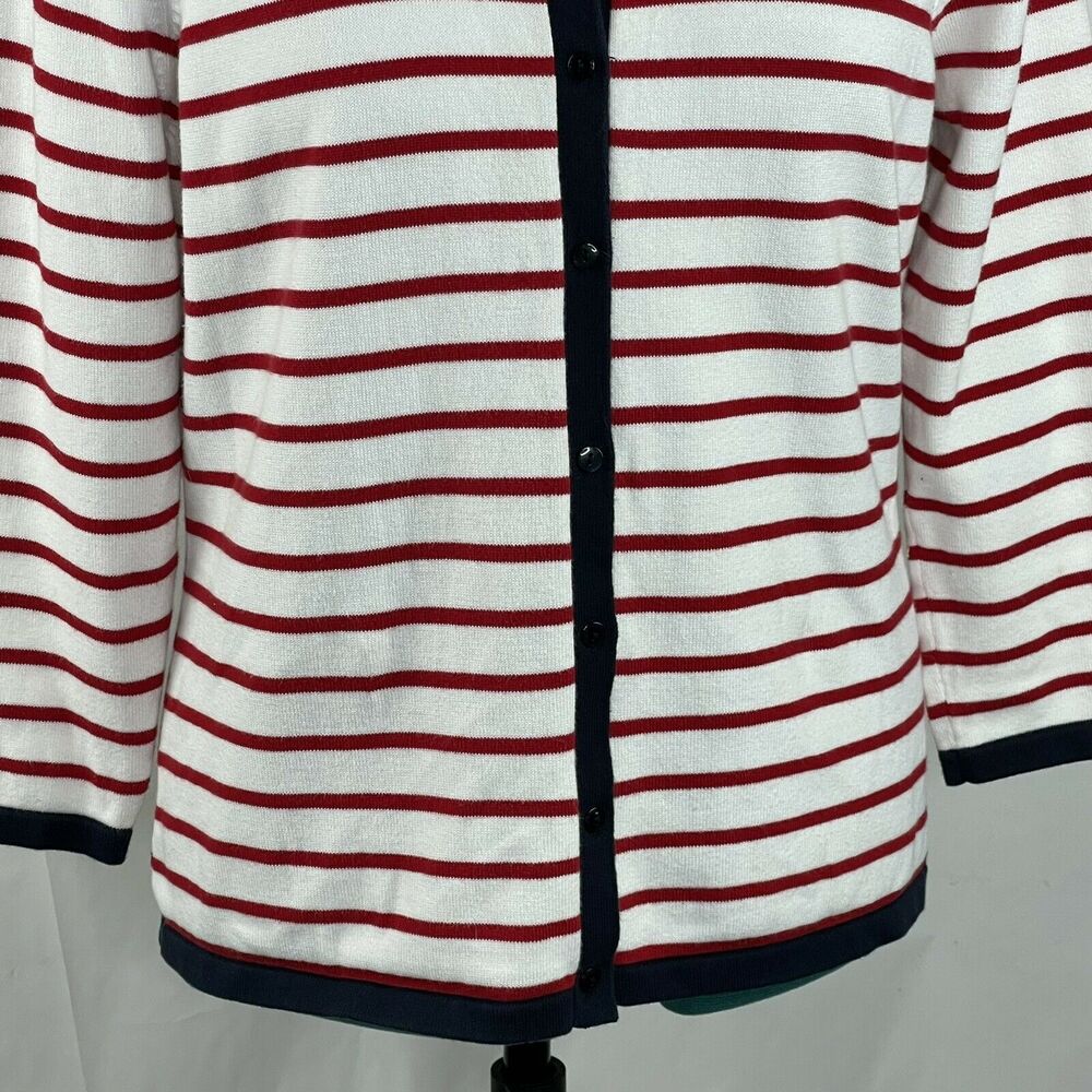 Talbots White Red Stripe Button Front 1/2 Sleeve … - image 4